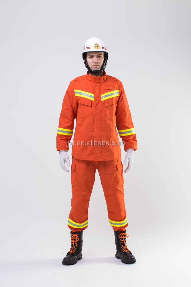  100% Pure Cotton Anti Fire Suit With Reflective Tape 50 mm Firemen Suit